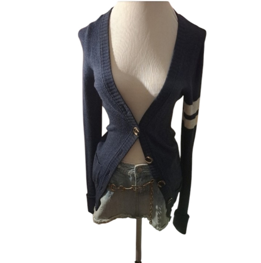 New Era Teen. Navy Blue Women's Varsity Cardigan Sweater. Size Medium